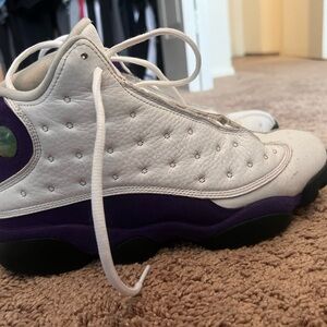 Jordan 13 White and Purple High-Top Sneakers